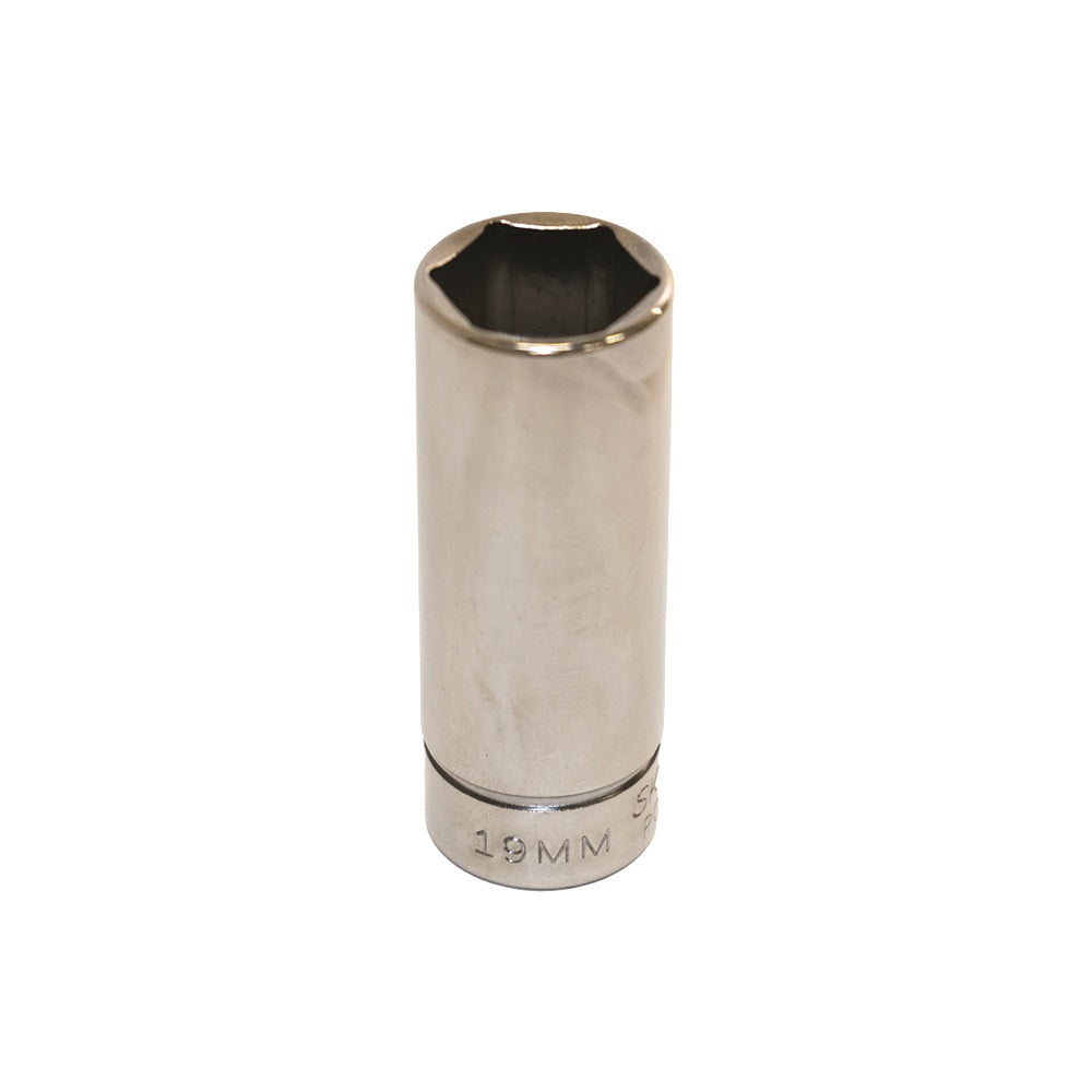 5120013489107 AbilityOne NSN3489107 Socket, Chrome 3/8" Drive, 19 mm Deep, Metric 6 Point Fastener Ea