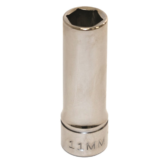 5120013489190 AbilityOne NSN3489190 Socket, Chrome 3/8" Drive, 11 mm Deep, Metric 6 Point Fastener Ea