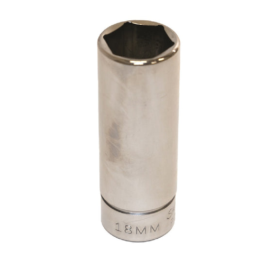 5120013489197 AbilityOne NSN3489197 Socket, Chrome 3/8" Drive, 18 mm Deep, Metric 6 Point Fastener Ea
