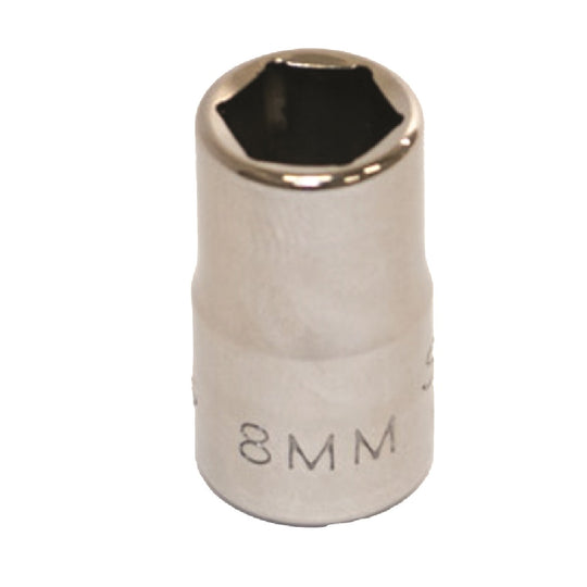 5120013489255 AbilityOne NSN3489255 Socket, Chrome, 1/4" Drive, 8 mm Shallow, Metric 6 Point Fastener Ea
