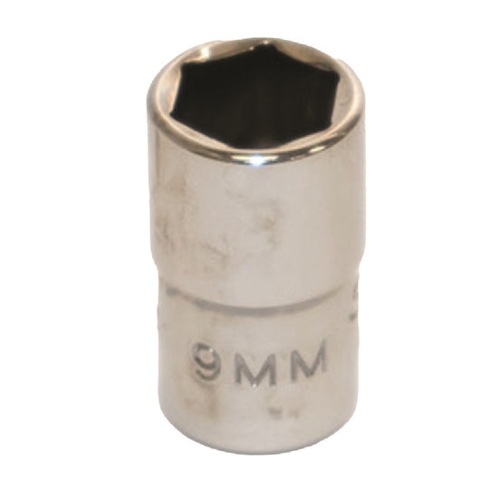 5120013489256 AbilityOne NSN3489256 Socket, Chrome, 1/4" Drive, 9 mm Shallow, Metric 6 Point Fastener Ea