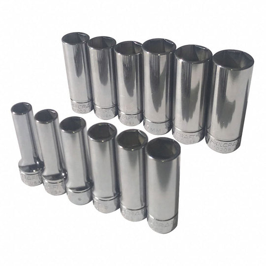 5120014293605 AbilityOne NSN4293605 Socket Set, Chrome 3/8" Drive Deep, Metric 6 Point Fasteners, 12 Pieces SE