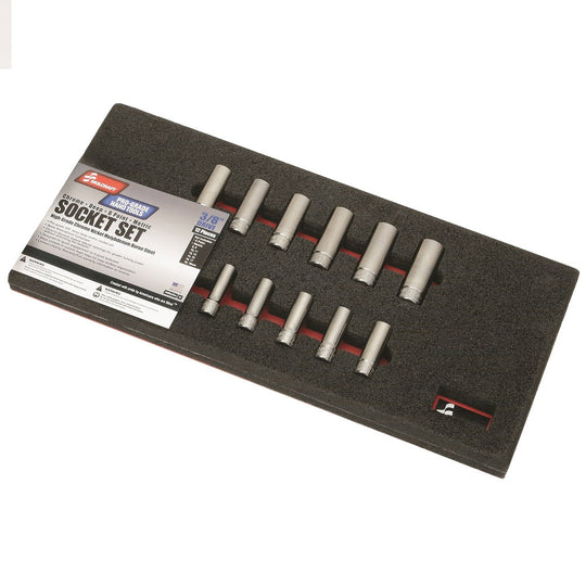 5120014293605 AbilityOne NSN4293605 Socket Set, Chrome 3/8" Drive Deep, Metric 6 Point Fasteners, 12 Pieces SE