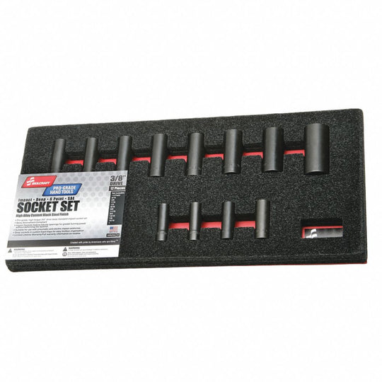 5130016503982 AbilityOne NSN6503982, Pro-Grade Impact Socket Set, 12 Piece Set, 3/8" Se