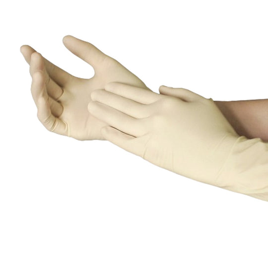 NSN 6515-00-NIB-0303 / 651500NIB0303 • Latex Examination Gloves • Powder-Free • Medium • Dispenser of 100 • Natural