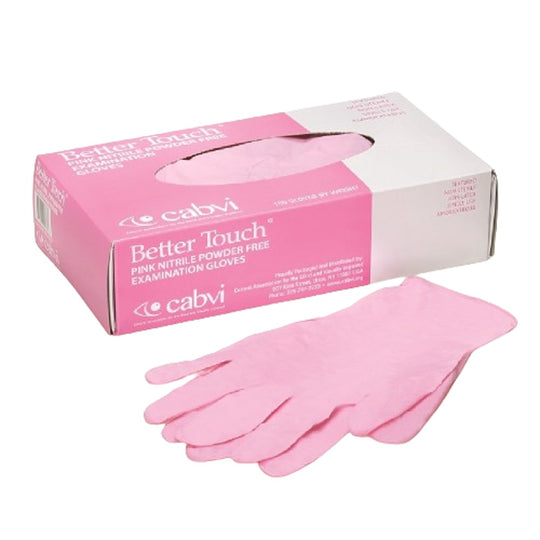 PINK NITRILE POWDER-FREE EXAM GLOVES, MEDIUM  CS