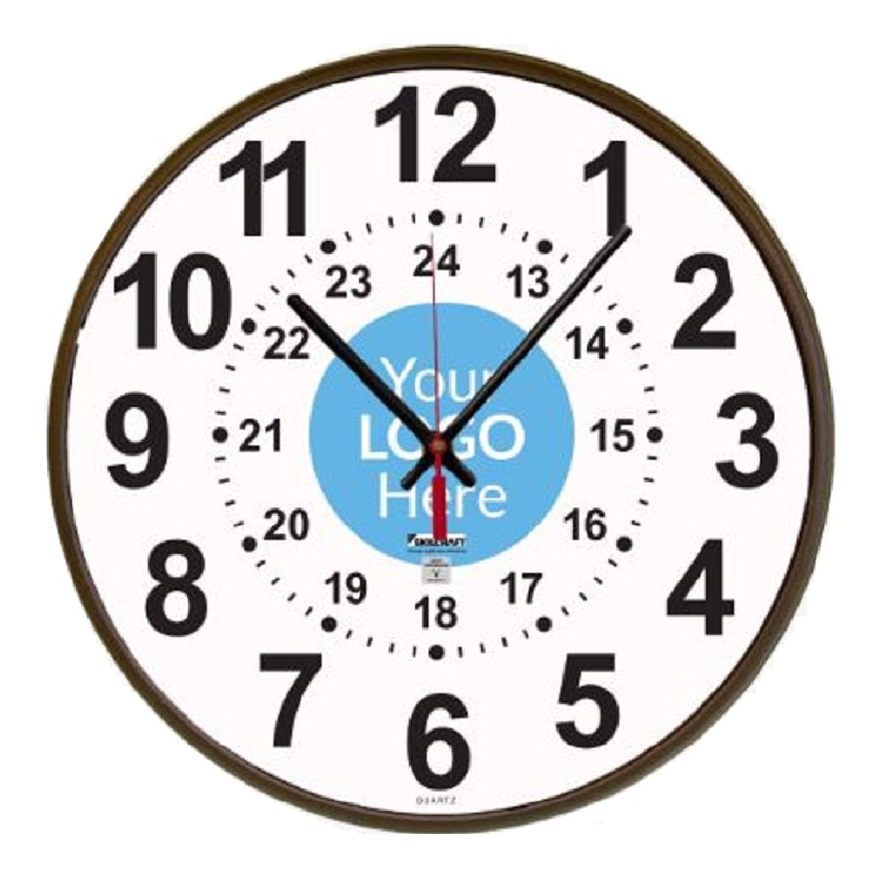 6645014920378 AbilityOne NSN4920378, Clock, Wall, 12/24 Hour, Atomic, Black, Custom Logo, 12-3/4" Diameter Ea