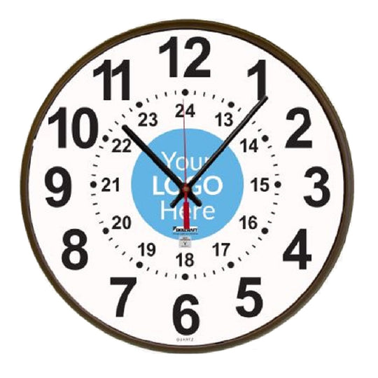 6645014920378 AbilityOne NSN4920378, Clock, Wall, 12/24 Hour, Atomic, Black, Custom Logo, 12-3/4" Diameter Ea