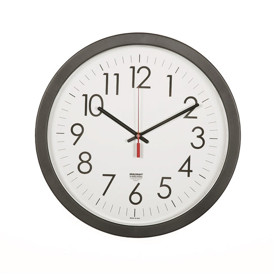 6645016237483 AbilityOne NSN6237483, Clock, Wall, Quartz, Black 14.5" Diameter Bx