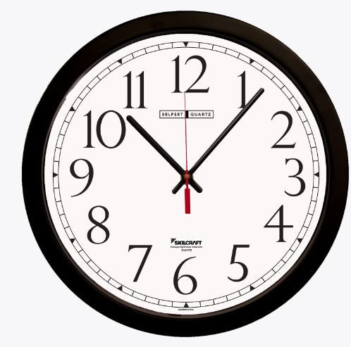 6645016238825 AbilityOne NSN6238825, Clock, Wall, Self-Set, Black, 16.5" Diameter Bx