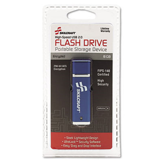 7045015584993 AbilityOne NSN5584993 USB Flash Drive with 256-bit AES Encryption, 8GB Ea