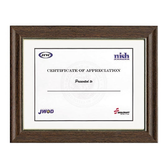 7105001491281 AbilityOne NSN1491281  Frame, Style B, Paper Wrapped Hardwood Molding, 11" x 14", Walnut Bx