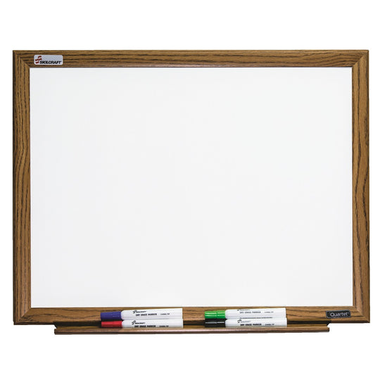 7110-01-334-7078 / 7110013347078 Magnetic Porcelain Dry Erase Whiteboard • Oak Frame • 24" x 18"