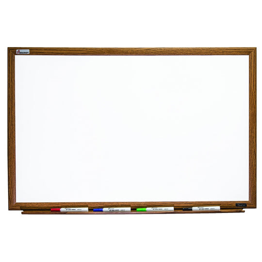 7110-01-334-7079 / 7110013347079 Magnetic Porcelain Dry Erase Whiteboard • Oak Frame • 36" x 24"