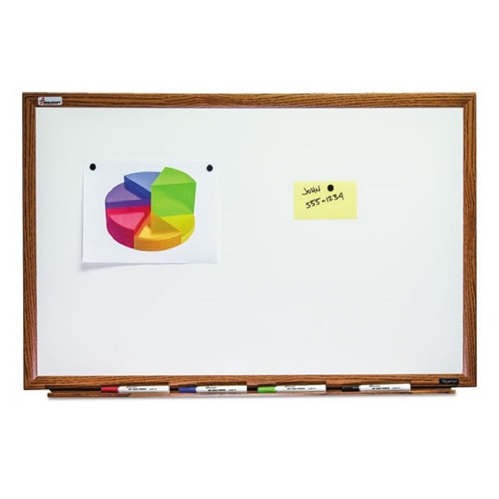 7110-01-334-7079 / 7110013347079 Magnetic Porcelain Dry Erase Whiteboard • Oak Frame • 36" x 24"