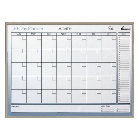 7110-01-444-7735 / 7110014447735 Dry Erase 30-Day Monthly Control Planner Board • Aluminum Frame • 24" x 18"