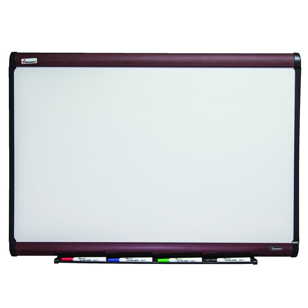 7110-01-630-5166 / 7110016305166 Magnetic Porcelain Dry Erase Board • 72" x 48" • Mahogany Finish • EA