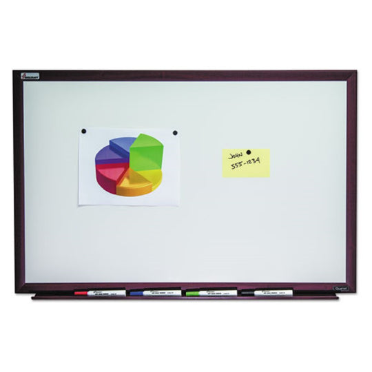 7110-01-630-5170 / 7110016305170 Magnetic Porcelain Dry Erase Whiteboard • 72" x 48" • Mahogany Finish • EA