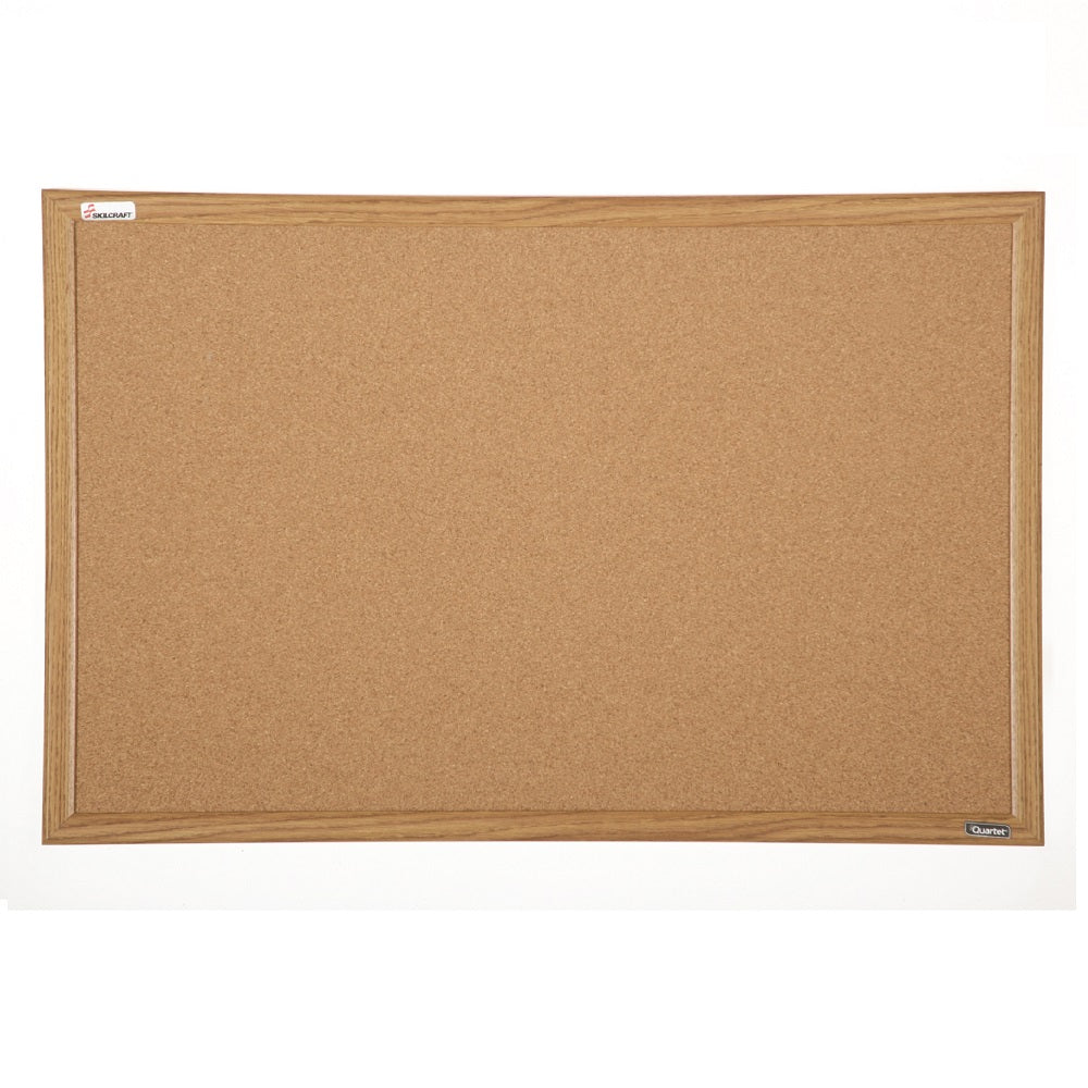 7195-01-567-9519 / 7195015679519 Natural Cork Bulletin Board • 24" x 18" • Oak Frame • EA
