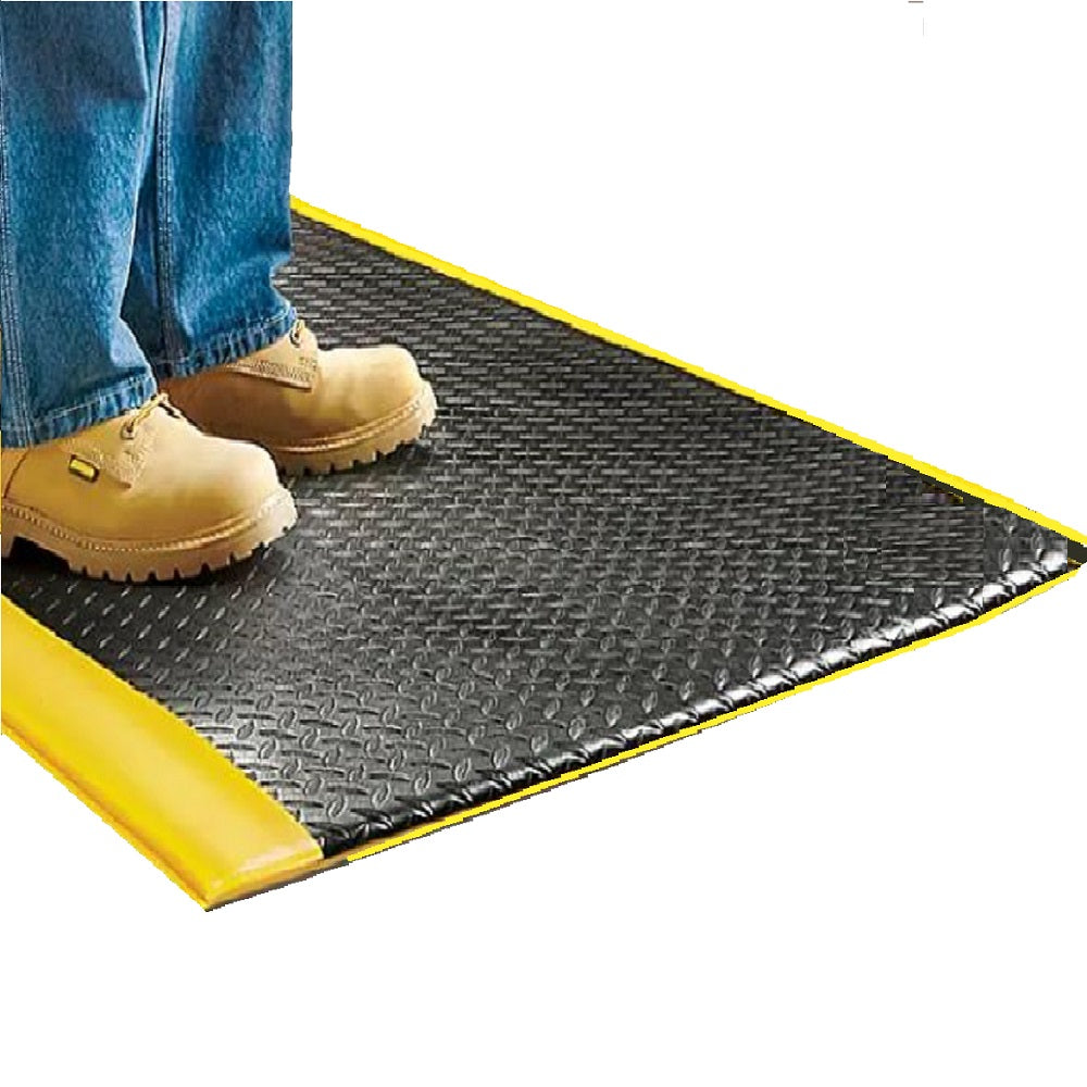 7220016673560 AbilityOne NSN6673560, Anti-Fatigue Mats, Heavy-Duty Industrial Hard-Top, Black, 2 Yellow Boarder Stripes Ea