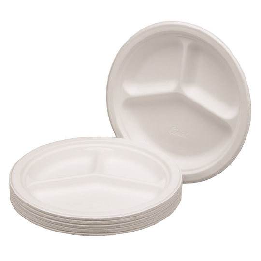 7350012636701 AbilityOne NSN2636701 Paper Plate, Triple Compartment, 10-1/4" - 7/8" Deep, Prime Bx