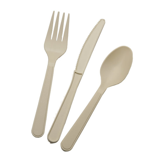 7360015643560 AbilityOne NSN5643560, Three Piece Biobased Cutlery Dining Set, Tan