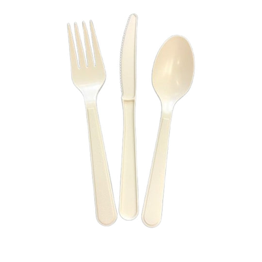 7360-01-564-3560 / 7360015643560 Bio-Based Cutlery Set • 3-Piece Dining Set • Wheat • Box of 400