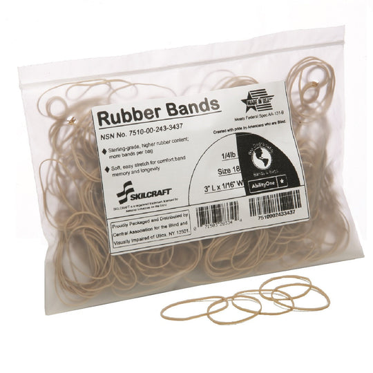 7510002433437 AbilityOne NSN2433437 Rubber Bands, Size 18, 3" x 1/16", 1/4 lb  Bag Bx