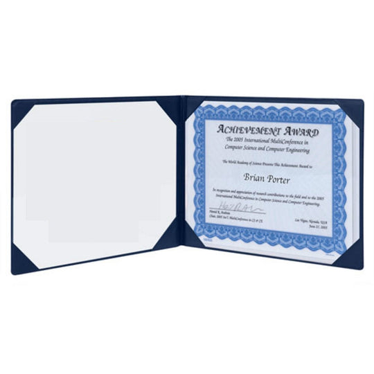 7510013900712 AbilityOne NSN3900712 Award Certificate Binder, w/o Seal, 11" x 8-1/2", Navy Blue Bx
