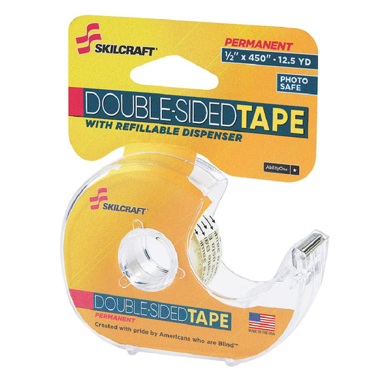SKILCRAFT Double Sided Tape • Case Pack • Permanent Adhesive • 1/2" x 450" • NSN 7510-01-565-9540 / 7510015659540 CS