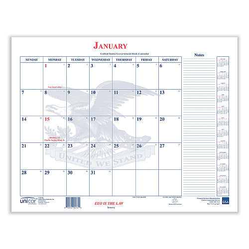 7510016648794 - UNICOR 2027–2028 Calendar Blotter - NSN 7510-01-664-8794