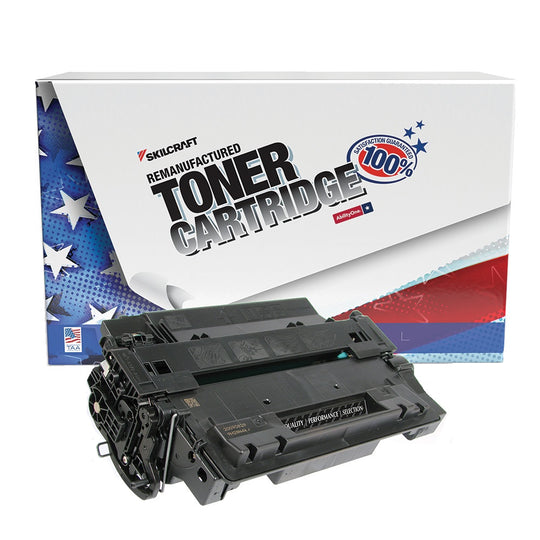 Reman HP CE255X (55XJ) Black Toner • Case • SKILCRAFT • NSN 7510-01-690-1910 / 7510016901910 CS
