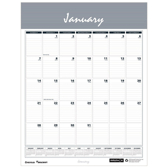 7510016935097 AbilityOne NSN6935097, 12 MONTH 2024 WALL CALENDAR (JAN to DEC) BX