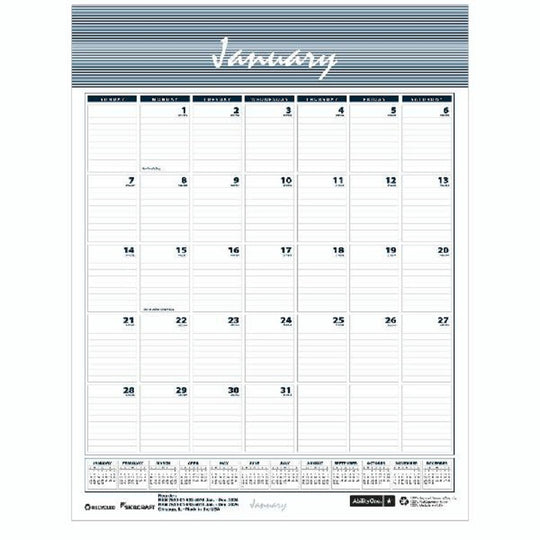 7510016935087 - AbilityOne - NSN6935087 - 12-Month Wall Calendar - Wirebound - 2026