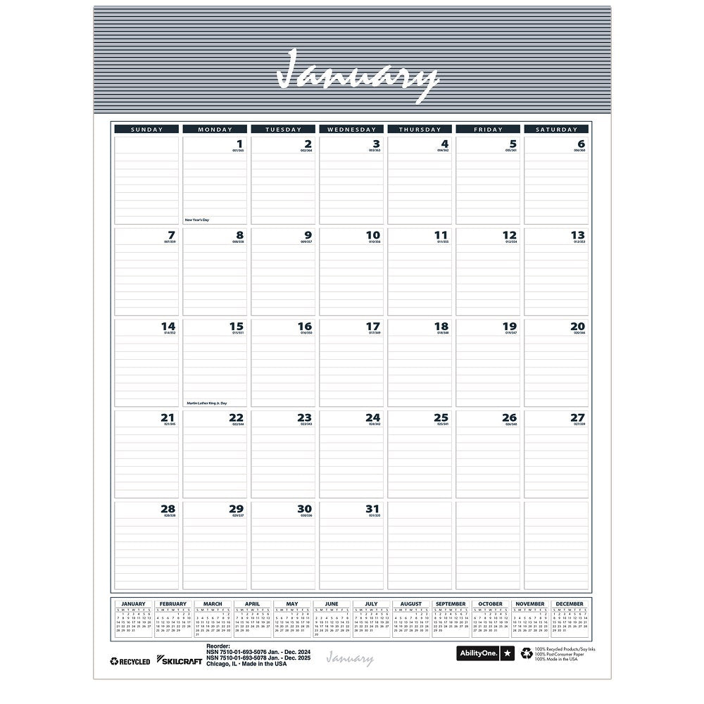7510016935074 - SKILCRAFT 2027 Wall Calendar - NSN 7510-01-693-5074