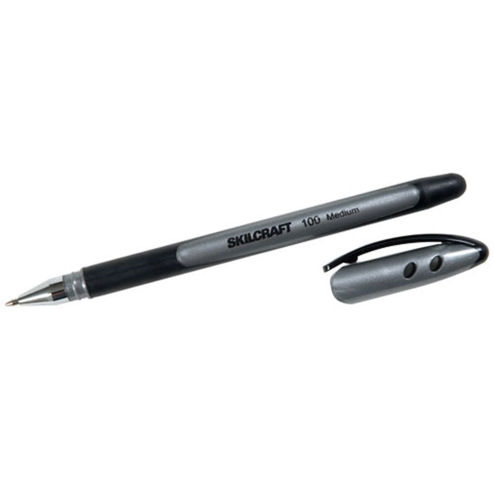 100 RUBBERIZED STICK PEN, MEDIUM POINT, BLACK INK BX