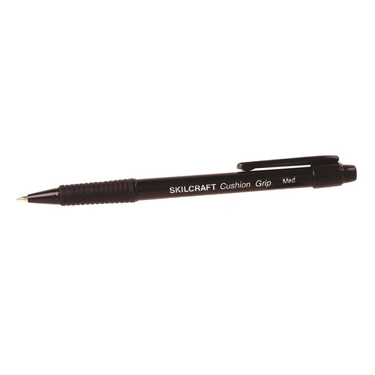 SKILCRAFT Cushion Grip Retractable Ballpoint Pens • Medium Point Black • Case • 7520-01-424-4865 / 7520014244865