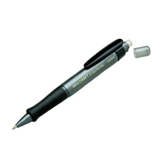 ERGONOMIC MECHANICAL PENCIL, WIDE BODY, FINE POINT, GRAY BARREL PK