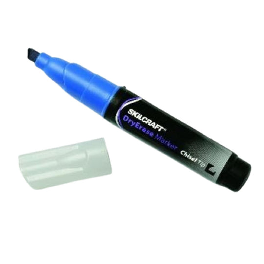 DRY ERASE CHISEL TIP MARKER, TUBE TYPE, BLUE BX