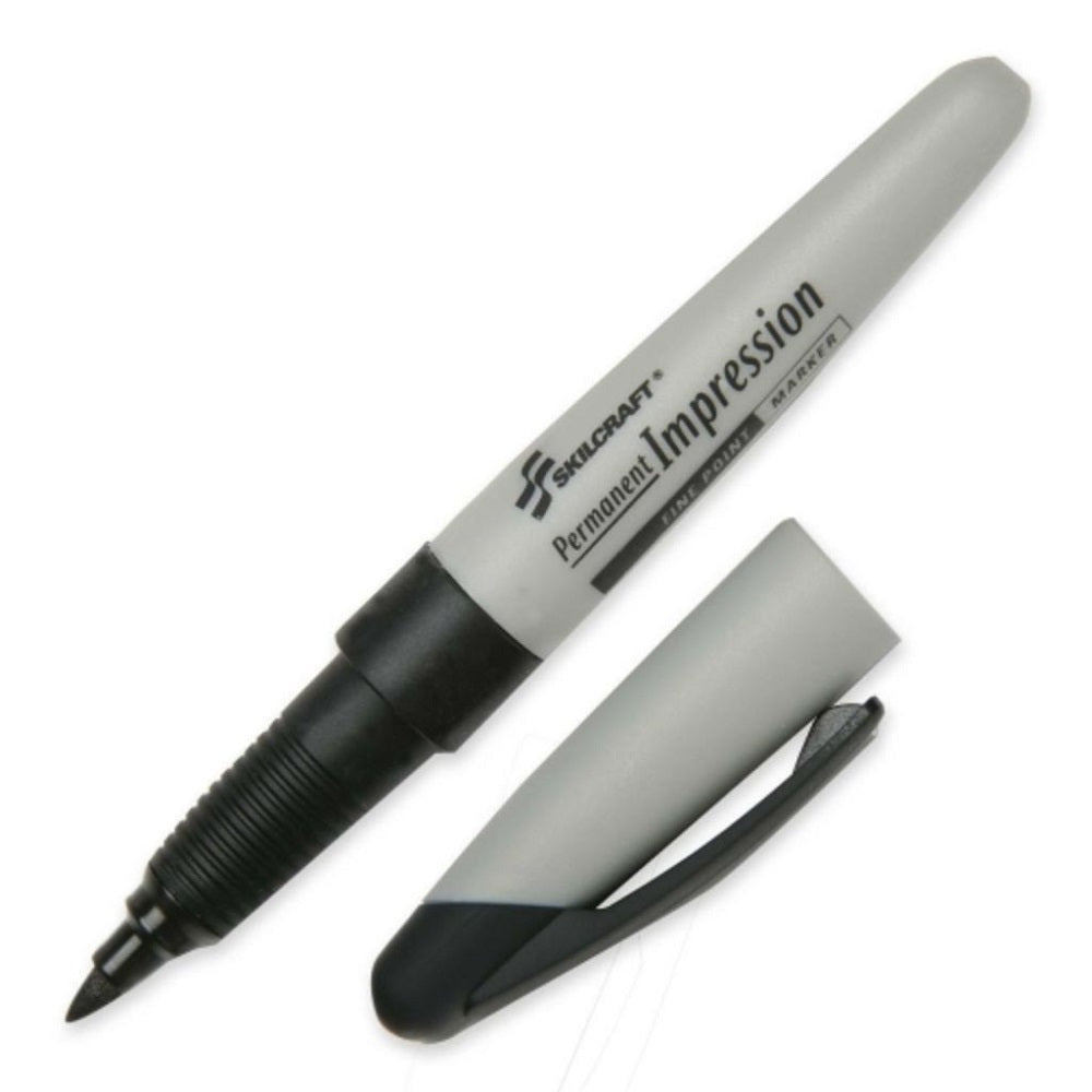 Skilcraft Permanent Impression Marker Fine Point Black Case Pack • 7520-01-519-4372 / 7520015194372