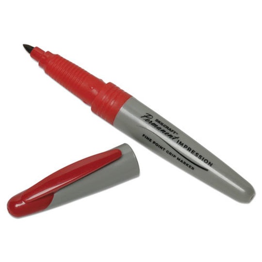 7520-01-519-4374 / 7520015194374 Permanent Impression Marker, Fine Point, Red Ink, Case • Quote