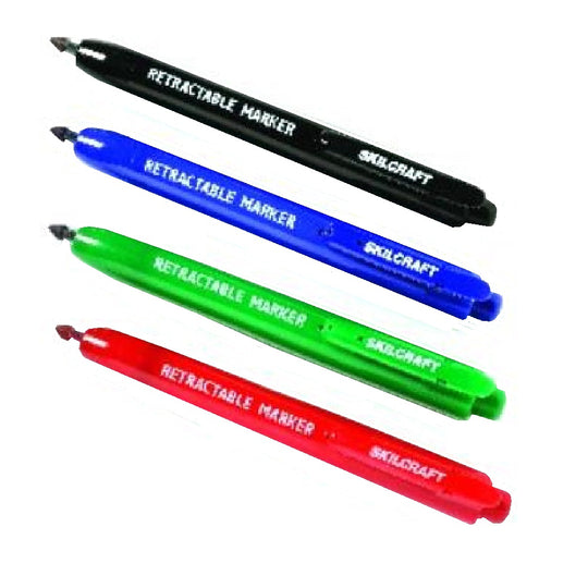 Skilcraft Retractable Permanent Marker Case Pack • Fine Point • 4 Color Set • 7520-01-554-9539 / 7520015549539
