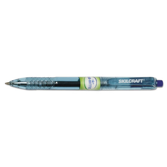 SKILCRAFT Eco-Bottle Retractable Gel Pen – Blue Ink – NSN 7520-01-658-0392 / 7520016580392 CS