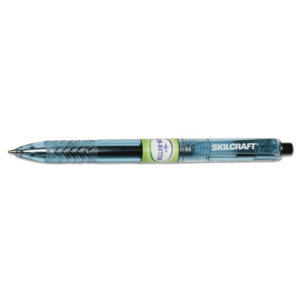 SKILCRAFT Eco-Bottle Retractable Gel Pen - Black Ink - 0.7mm - Dozen - NSN 7520-01-658-0393 / 7520016580393 CS