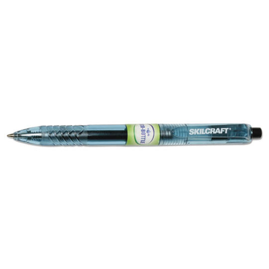 SKILCRAFT Eco-Bottle Retractable Gel Pen - Black Ink - 0.7mm - Dozen - NSN 7520-01-658-0393 / 7520016580393 CS