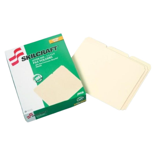 SKILCRAFT Manila File Folder – 1/3-Cut – NSN 7530-00-282-2507 / 7530002822507
