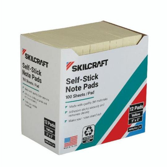 SKILCRAFT Self-Stick Note Pad • Plain • Yellow • 3" x 5" • 7530-01-116-7865 / 7530011167865