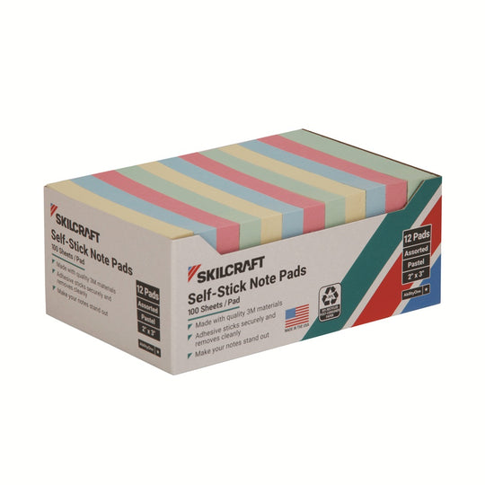 NSN 7530-01-398-2660 / 7530013982660 • Self-Stick Note Pads • Case of 144 Packs • Pastel • Plain • 2" x 3"• Quote