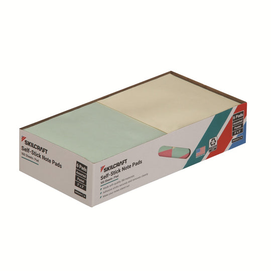 SKILCRAFT Self-Stick Note Pad Pastel Plain 3 x 3 • 7530-01-456-2249 / 7530014562249