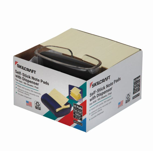 SKILCRAFT Fan-Fold Self-Stick Note Pad with Dispenser – NSN 7530-01-565-2771 / 7530015652771 CS